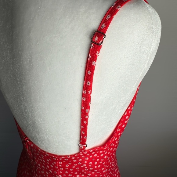 Charlie Holiday Red Floral Print Mini Dress Sundress Cottagecore Casual - Picture 14 of 16